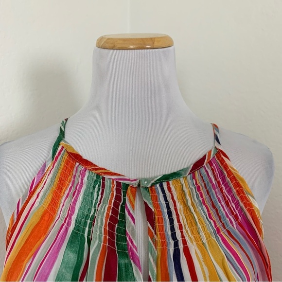 Velvet By Graham & Spencer Striped Satin Maxi Dress Womens XS Pockets Rainbow - Picture 16 of 16